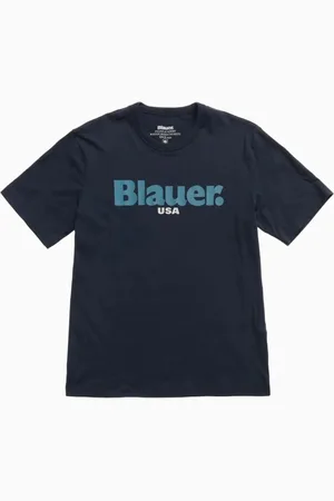Blauer Tops, Heren, Blauw, XL, Katoen, Blauw Maxi Logo T-shirt Heren