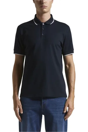 PESERICO SIGN Tops, Heren, Blauw, XS, Katoen, Lichtgewicht Supima katoenen piqué polo shirt