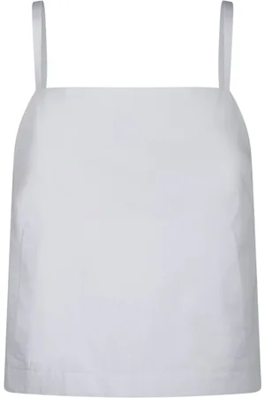 Sportmax Tops, Dames, Wit, S, Katoen, Witte Katoenen Canvas Top met Bandjes