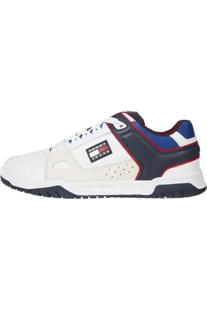 Tommy Hilfiger Schoenen, Heren, Wit, 43 EU, Leer, Retro Casual Sport Sneakers Wit