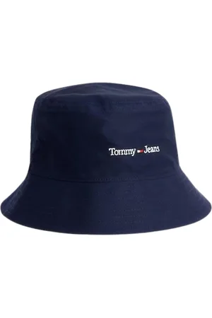 Tommy Hilfiger Accessoires, Heren, Blauw, ONE Size, Katoen, Sportieve Blauwe Biologisch Katoenen Bucket Hoed