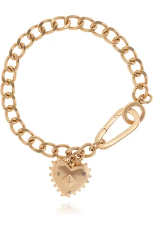 AllSaints Accessoires, Dames, Geel, ONE Size, Leer, Armband met hartvormige bedel