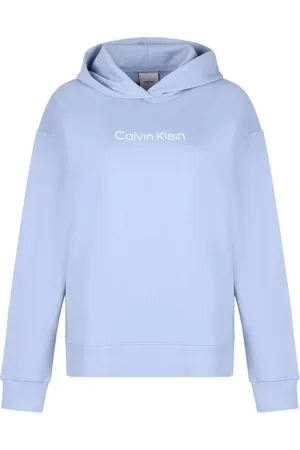 Calvin Klein Sweatshirts & Hoodies, Dames, Blauw, S, Katoen, Donkerblauwe Logo Print Hoodie
