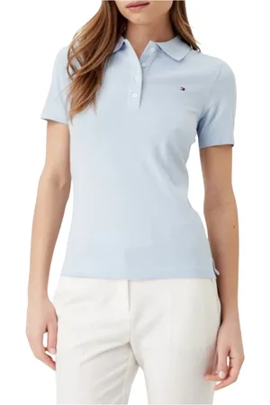 Tommy Hilfiger Tops, Dames, Blauw, S, Katoen, Slim Fit Katoenen Poloshirt