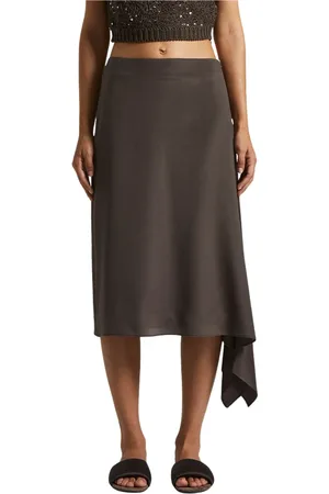 PESERICO SIGN Rokken, Dames, Bruin, XS, Crepe de chine midi rok