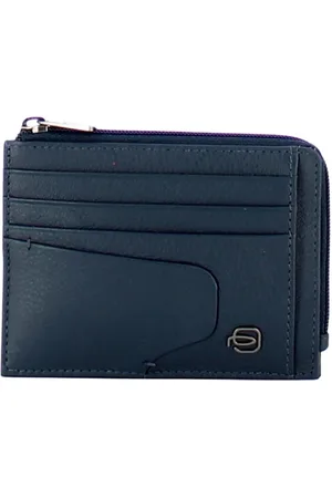 Piquadro Accessoires, Heren, Blauw, ONE Size, Leer, Blauwe Heren Kaarthouder Portemonnee