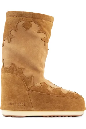 Moon Boot Schoenen, Dames, Bruin, 36 EU, Suède, Geborduurde Suède Instaplaarzen