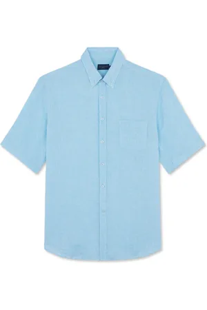 Paul & Shark Overhemden, Heren, Blauw, S, Linnen, Premium Linnen Overhemd met Verfijnde Details