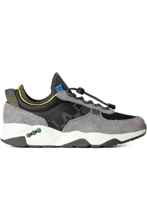 Napapijri Schoenen, Heren, Grijs, 42 EU, Leer, Grijze hardloopsneakers met leren inzetstukken