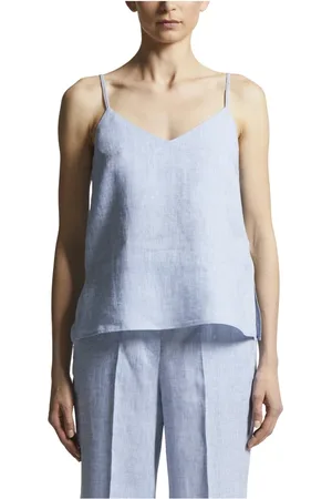 PESERICO SIGN Tops, Dames, Blauw, 2Xs, Linnen, Puurlinnen V-hals top