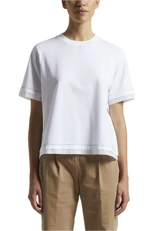 PESERICO SIGN Tops, Dames, Wit, 3Xs, Katoen, Stretch katoenen jersey T-shirt