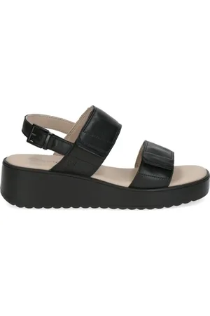 Caprice Schoenen, Dames, Zwart, 41 EU, Zwarte Open Platte Sandalen Vrouwen
