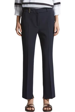 PESERICO SIGN Broeken, Dames, Blauw, XL, Katoen, Dubbele viscose katoenen stoffen broek