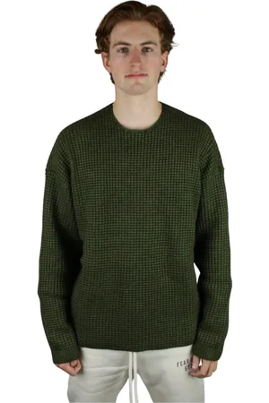 FEAR OF GOD Truien, Heren, Groen, XS, Denim, Militaire Heavy Waffle Crewneck