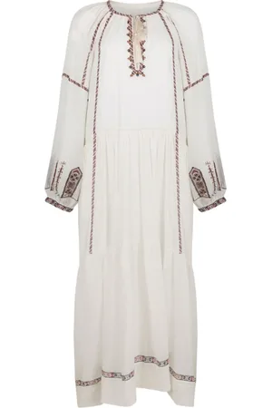 Isabel Marant Kleedjes, Dames, Wit, S, Katoen, Ecru Florenza Maxi Jurk