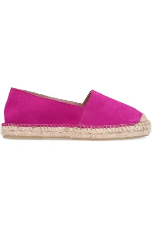 Manfield Schoenen, Dames, Roze, 42 EU, Suède, Roze Suède Espadrilles met Gevlochten Zool