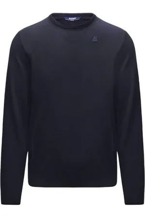 K-Way Truien, Heren, Blauw, 2Xl, Wol, Blauwe Merino Wol Trui met Lange Mouwen