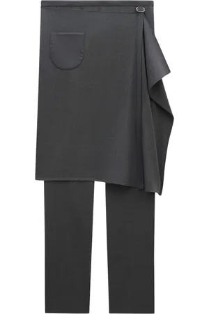 Courrèges Broeken, Dames, Zwart, XS, Wol, Getailleerde Wol Overskirt Broek Staal Grijs