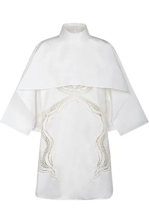 Jil Sander Kleedjes, Dames, Wit, S, Melk Poplin Top met Geborduurd Detail