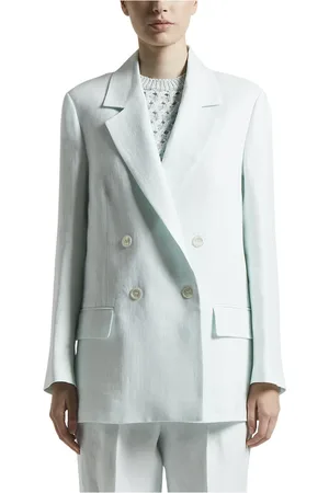 PESERICO SIGN Jassen, Dames, Groen, M, Linnen, Blazer van zuiver linnen gabardine met dubbele rij knopen