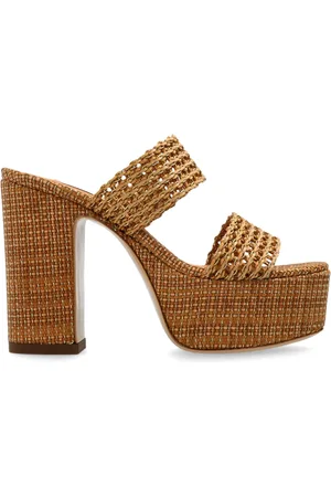 Casadei Schoenen, Dames, Bruin, 36 EU, Leer, Platform slippers Goldeneye