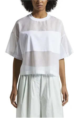 PESERICO SIGN Tops, Dames, Wit, 2Xs, Katoen, Katoenen en zijden t-shirt