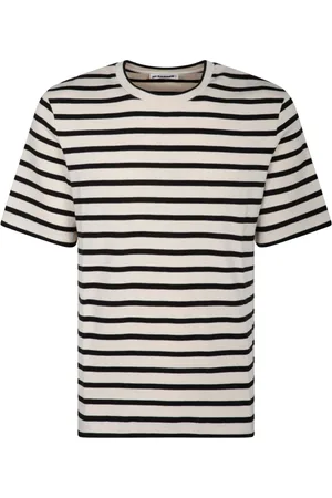 Jil Sander Tops, Heren, , M, Katoen, Streep Print T-shirt en Polo