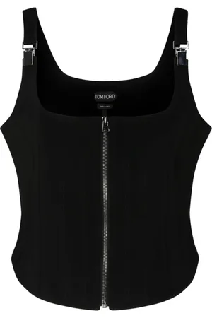 Tom Ford Tops, Dames, Zwart, S, Zwart Zijden Korset Top