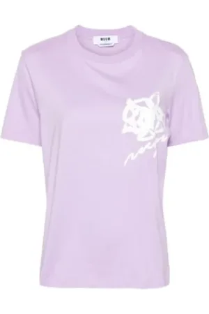 Msgm Tops, Dames, Paars, S, Paarse T-shirts en Polos