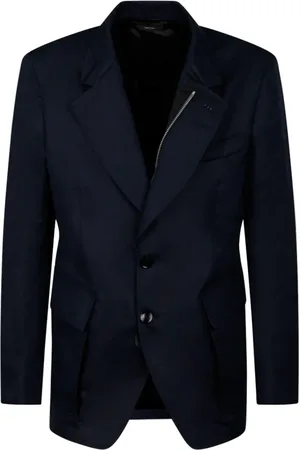 Tom Ford Jassen, Heren, Blauw, L, Katoen, Blauw Katoenmix Enkellange Jas