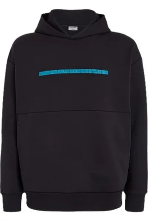 Calvin Klein Sweatshirts & Hoodies, Heren, Blauw, S, Ingelegd Logo Hoodie in Zwart