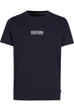 Tommy Hilfiger Tops, Heren, Blauw, 2Xl, Katoen, Navy T-shirt met Logo Print