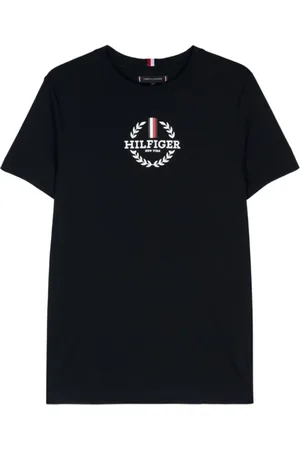 Tommy Hilfiger Tops, Heren, Zwart, M, Katoen, Logo Print T-shirt voor Mannen