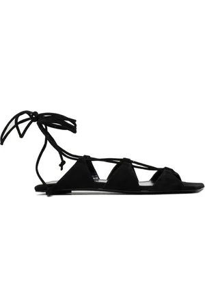 The Attico Schoenen, Dames, Zwart, 37 EU, Suède, Zwarte Renee Sandalen, Open Neus, Kruisband