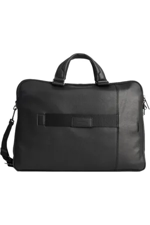 Piquadro Tassen, Heren, Zwart, ONE Size, Leer, Gepersonaliseerde Laptoptas met Schouderband