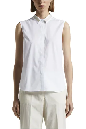 PESERICO SIGN Tops, Dames, Wit, 2Xl, Katoen, Stretch katoenen poplin top