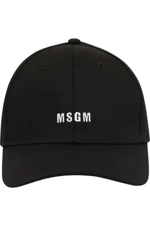 Msgm Accessoires, unisex, Zwart, ONE Size, Katoen, Zwarte logo geborduurde pet