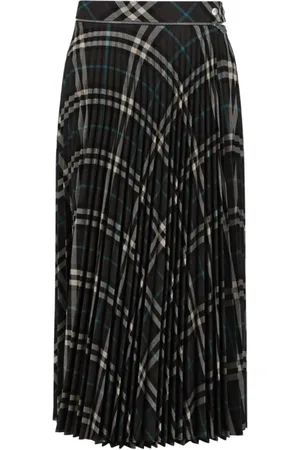 Burberry Rokken, Dames, Zwart, S, Wol, Geruite Geplooide Rok