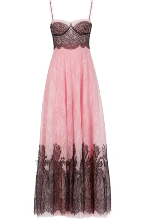 Costarellos Kleedjes, Dames, Roze, M, Roze Kant Jurk Mouwloos Rits Sluiting