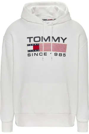 Tommy Hilfiger Sweatshirts & Hoodies, Heren, Wit, L, Katoen, Biologisch Katoenen Hoodie met Wit Logo