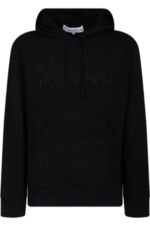 J.W.Anderson Sweatshirts & Hoodies, Heren, Zwart, S, Katoen, Zwarte Logo Geborduurde Hoodie