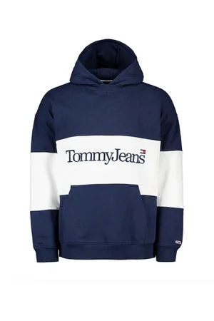 Tommy Hilfiger Sweatshirts & Hoodies, Heren, Blauw, S, Katoen, Blauwe Biologisch Katoen Hoodie Skater Stijl