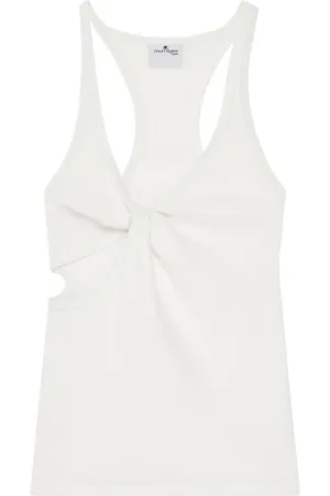 Courrèges Tops, Dames, Wit, S, Katoen, Witte Tanktop met Twist Detailing