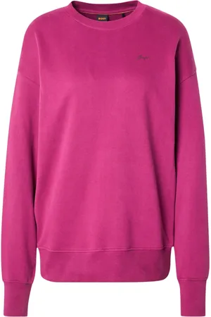 HUGO BOSS Sweatshirts & Hoodies, Dames, Roze, XS, Katoen, Comfort Fit Sweatshirt Ronde Hals Ribbel Trim