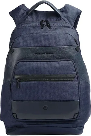 Piquadro Tassen, Dames, Blauw, ONE Size, Leer, Blauwe Unisex Laptoptas met Voorvakken