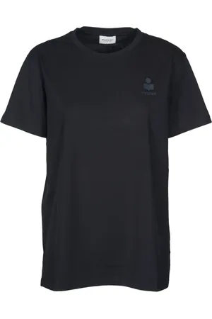 Isabel Marant Tops, Dames, Zwart, L, Katoen, Zwart T-shirt met Contrast Logo