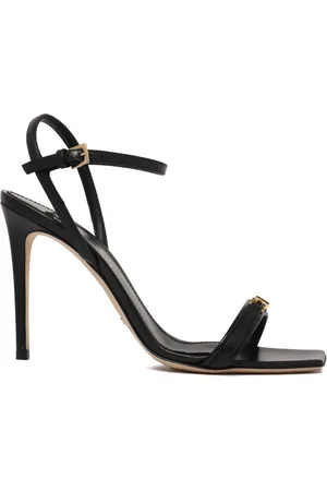 Elisabetta Franchi Schoenen, Dames, Zwart, 41 EU, Zwarte enkelband sandaal met sculpturale hak