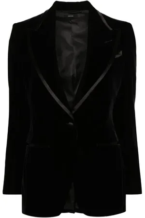 Tom Ford Jassen, Dames, Zwart, M, Fluwelen Smokingjasje Zwart