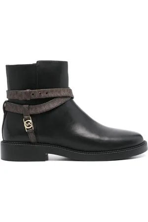 Michael Kors Schoenen, Dames, Bruin, 38 EU, Leer, Bruine Platte Enkellaars voor Vrouwen