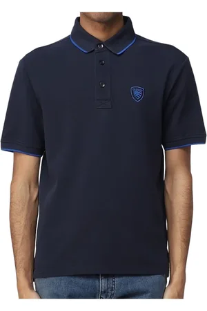 Blauer Tops, Heren, Blauw, S, Katoen, Blauw Katoenen Poloshirt met Logoschild